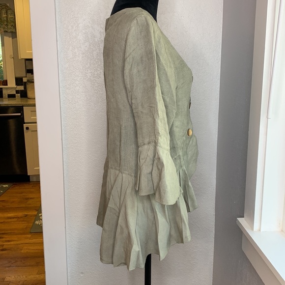 Crosstree Lane olive green linen Viscose open front lightweight top size L - Picture 2 of 8